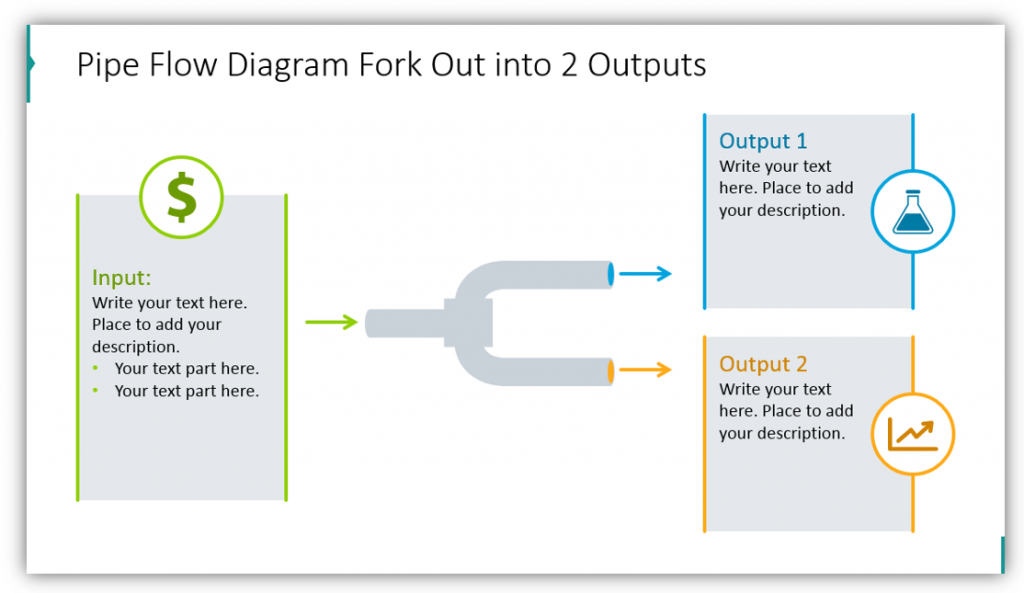 Pipe shape Flow Diagram Fork Out into 2 Outputs