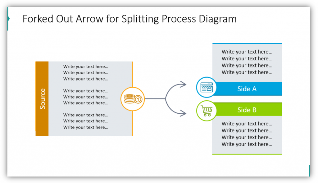 Forked Out Arrow for Splitting Process Diagram