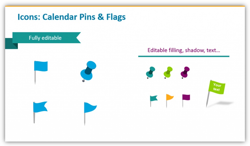 calendar icons, flags for ppt