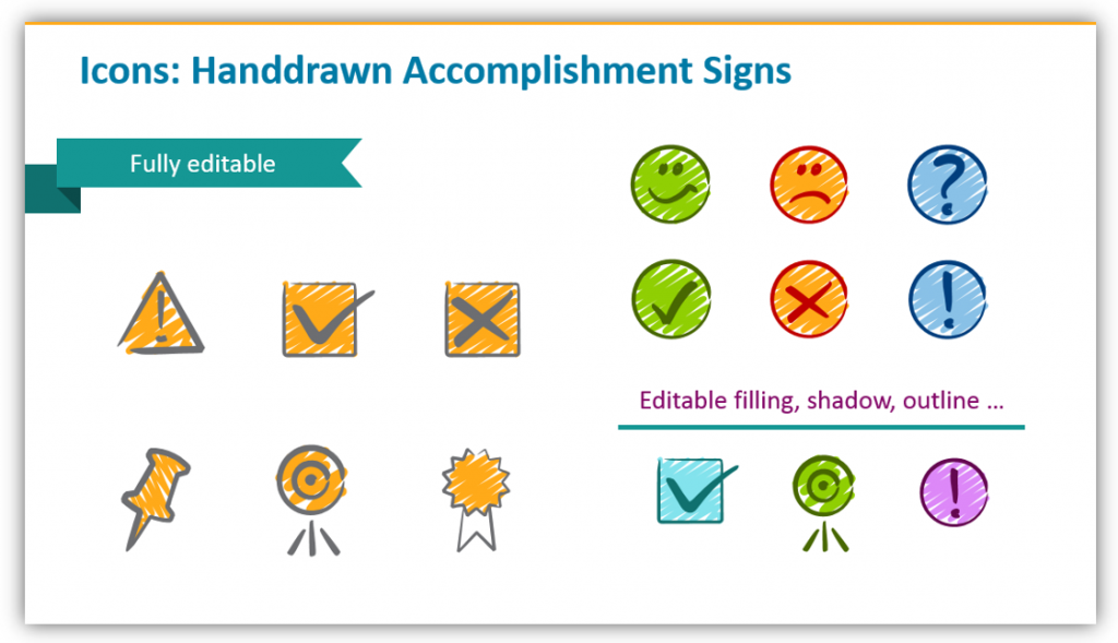 With Hand-drawn Accomplishment Signs for calendar graphics