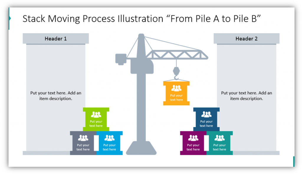 Stack Moving Process Illustration “From Pile A to Pile B”