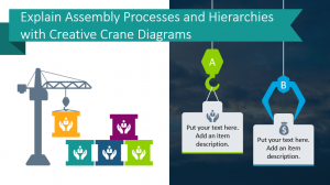 Explain Assembly Processes and Hierarchies with Creative Crane Graphics and Diagrams