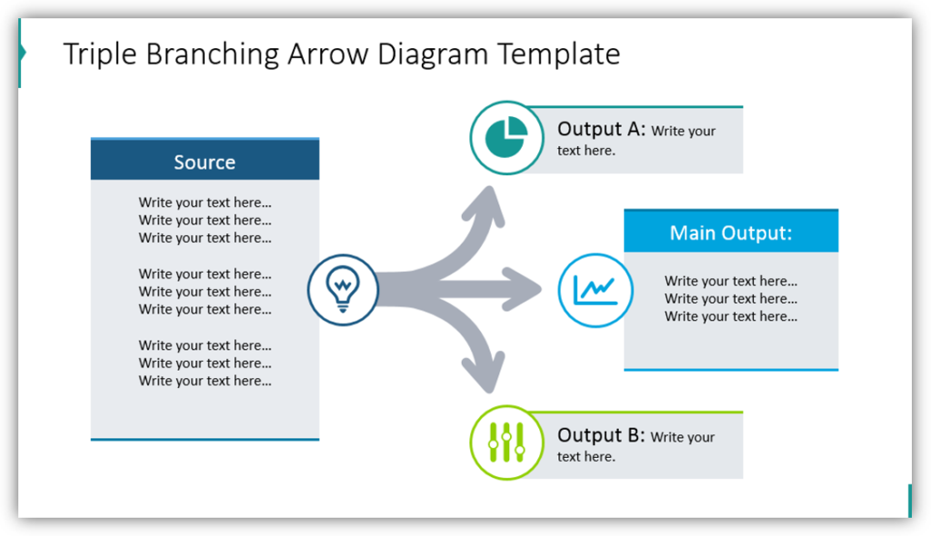 Triple Branching Arrow Diagram Template