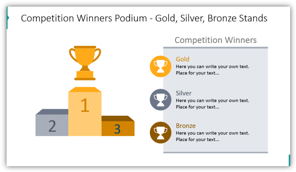 Competition Winners Podium - Gold, Silver, Bronze Stands