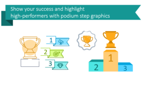 Show your success and highlight high-performers with podium step graphics
