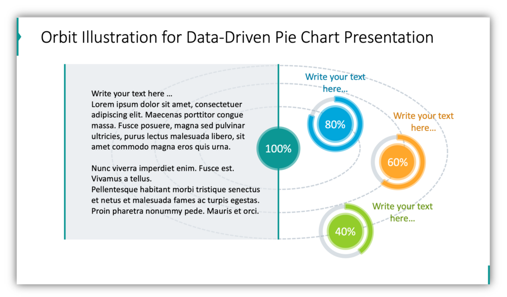 Orbit diagrams Illustration for Data-Driven Pie Chart Presentation