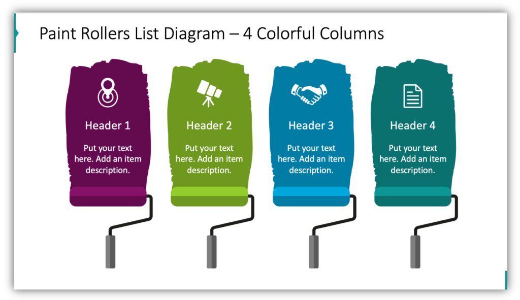 Paint Rollers List Diagram – 4 Colorful Columns