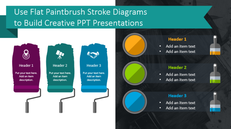 Use Flat Paintbrush Stroke Diagrams to Build Creative PPT Presentations
