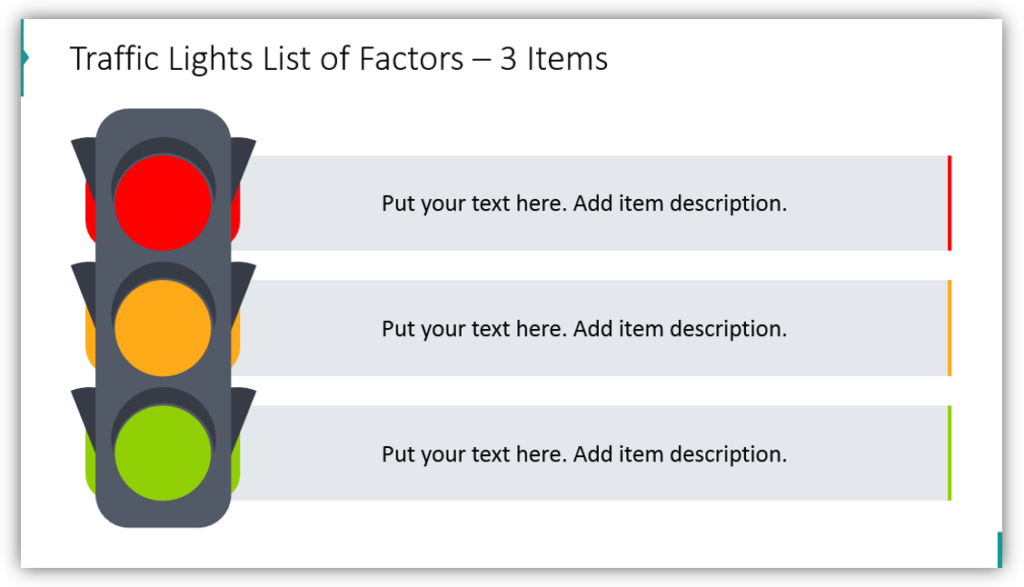 Traffic Lights List of Factors – 3 Items