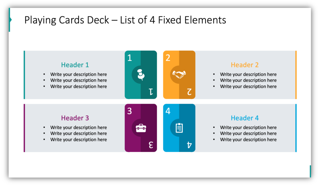 Playing Cards Deck – List of 4 Fixed Elements