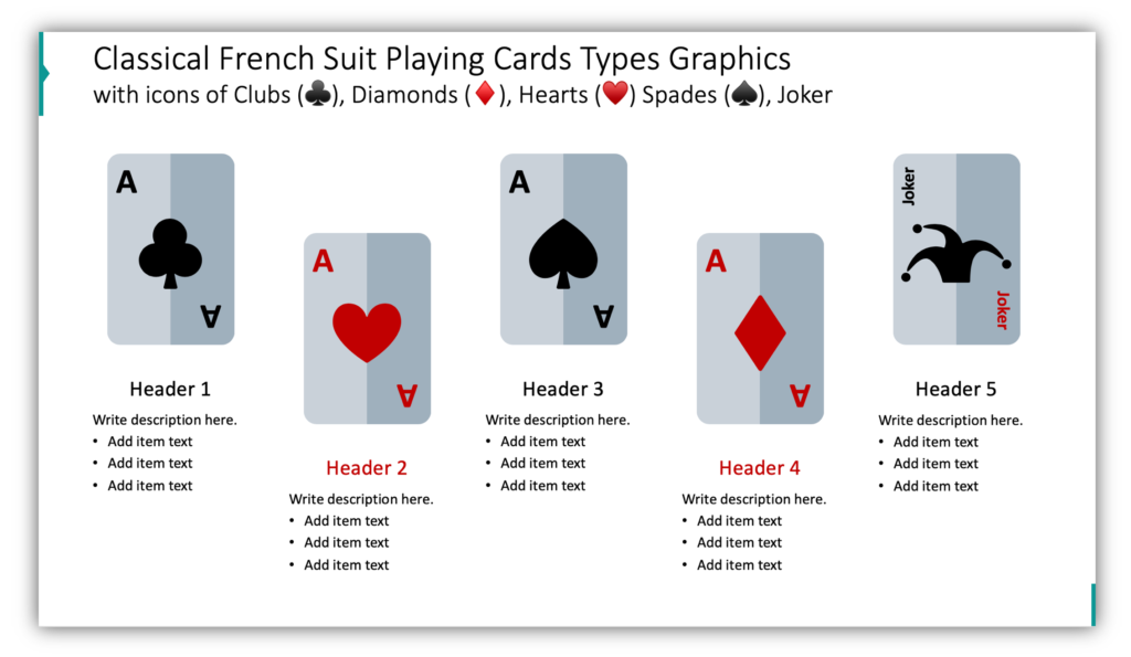 Classical French Suit Playing Cards Types Graphics