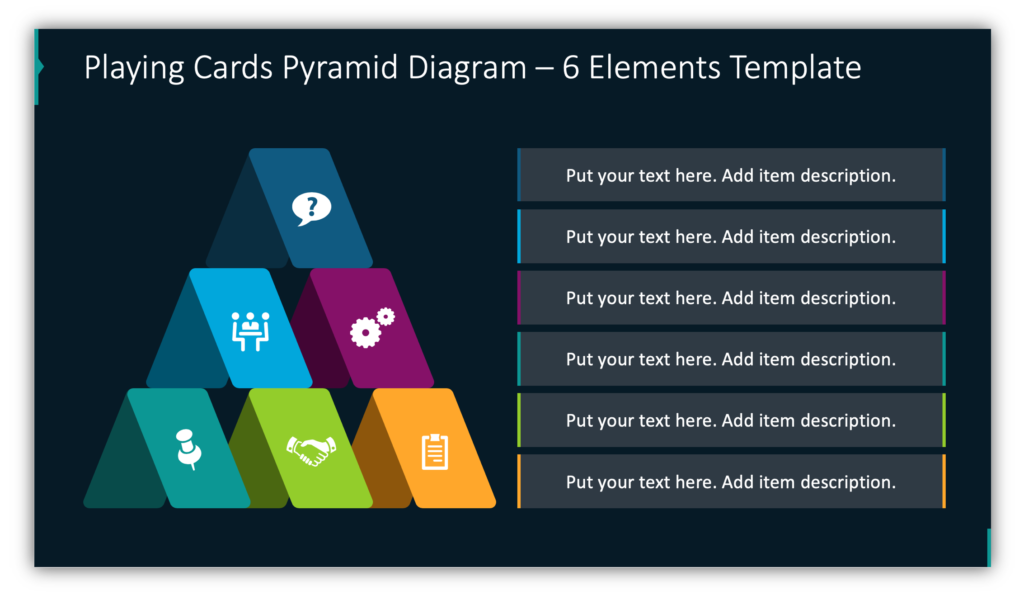 Playing Cards Pyramid Diagram – 6 Elements Template