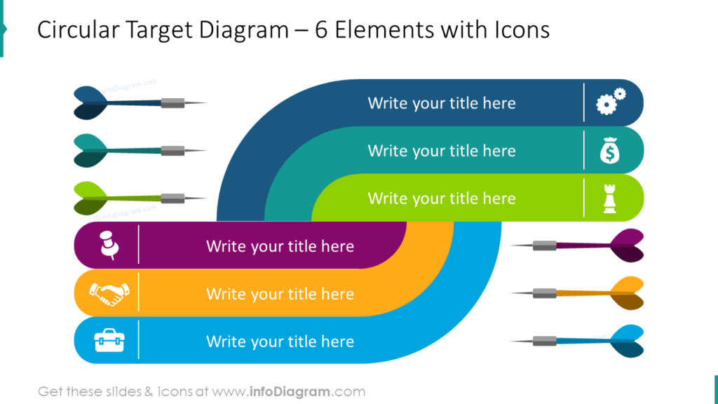 Circular Target Diagram – 6 Elements with Icons