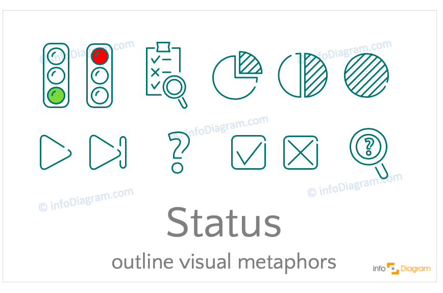 Status concept icons symbols outline for PowerPoint