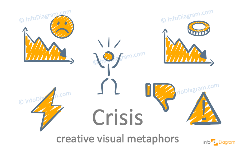 Crisis concept icons symbols creative unique for PowerPoint