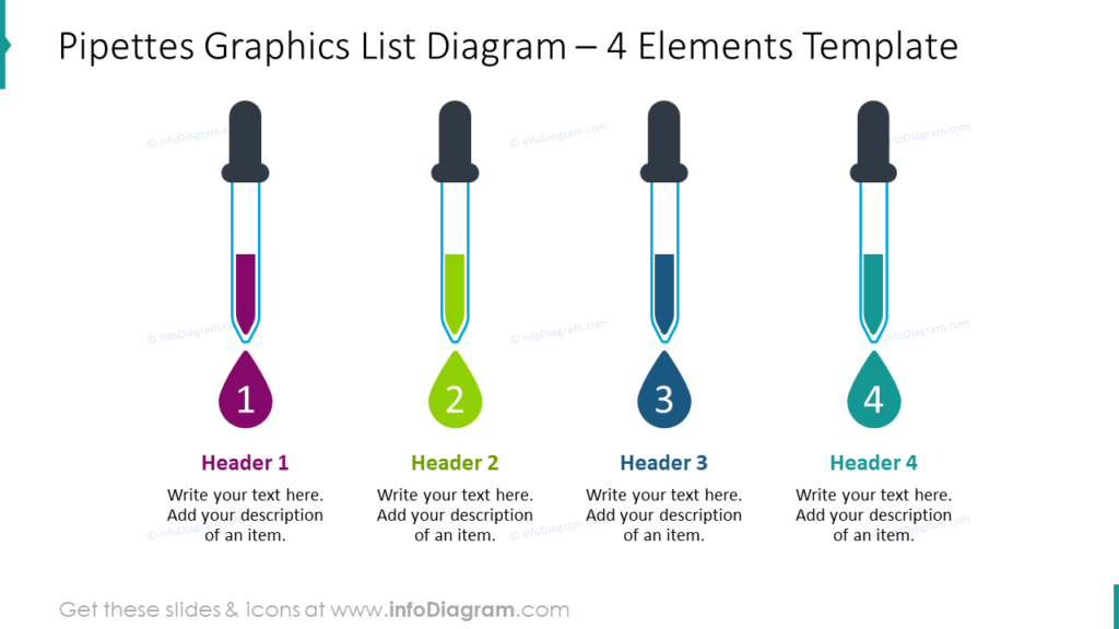 Pipettes Graphics List Diagram – 4 Elements Template