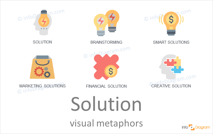 Solution concept icons colorful symbols for PowerPoint