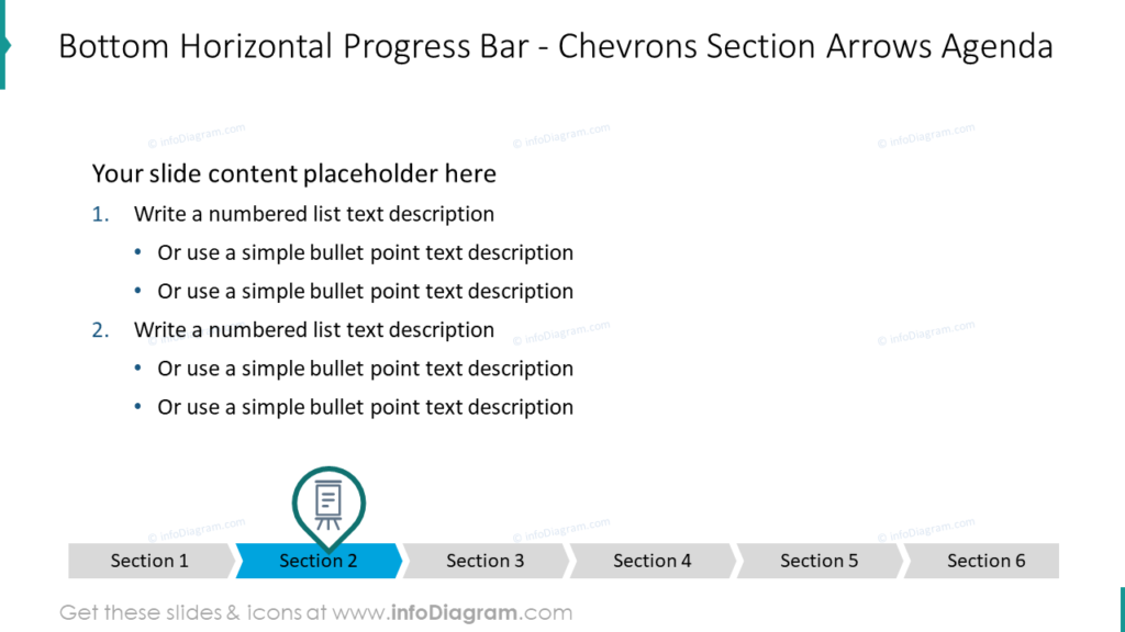 Bottom Horizontal Progress Bar - Chevrons Section Arrows Agenda