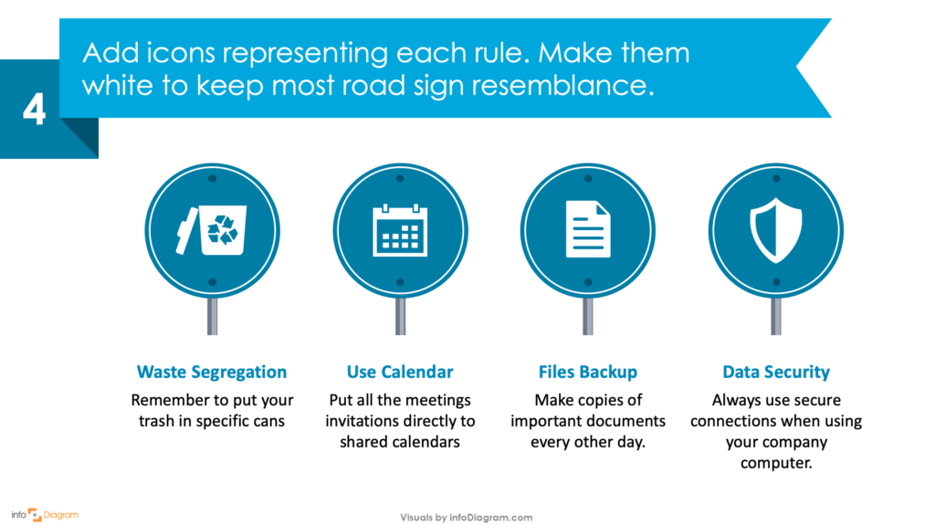 Guide on how to create your own Traffic Sign Infographics Slide in PowerPoint fourth step