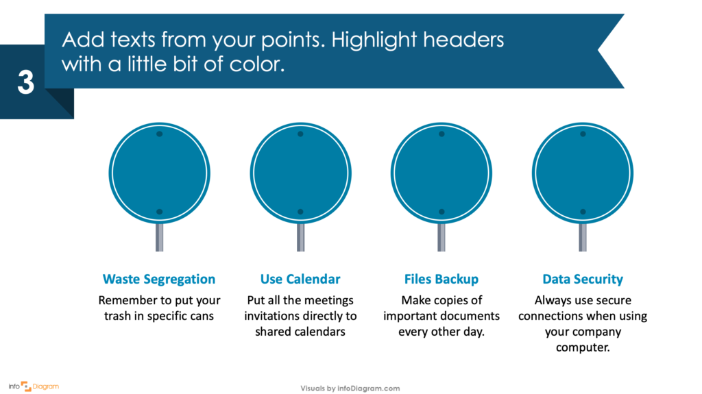 Guide on how to create your own Traffic Sign Infographics Slide in PowerPoint third step