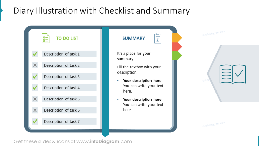Diary Illustration with To-Do Checklist and Summary