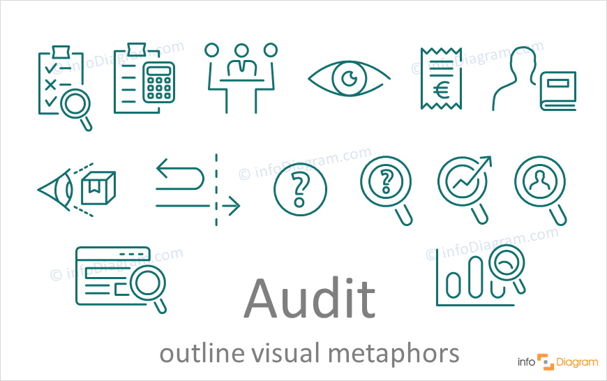 audit concept symbol powerpoint outline vector icon infodiagram