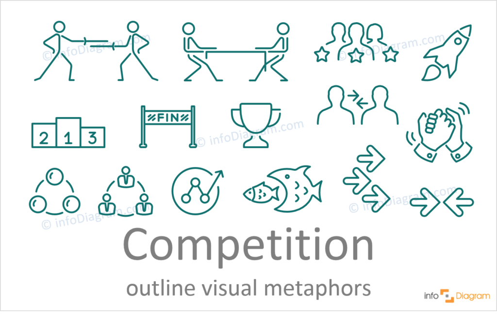 competition concept powerpoint line icons ppt