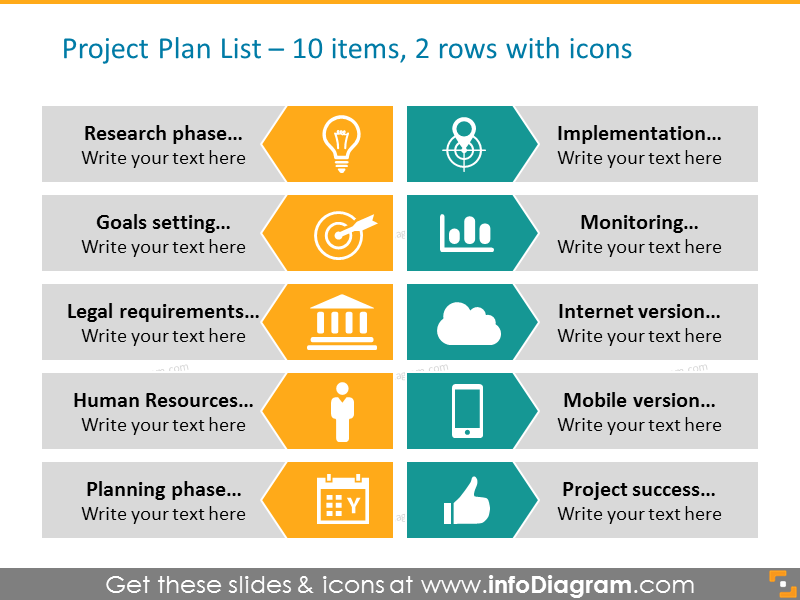 Arrow-Diagram-Example-for-Project-plan-with-icons-project-phases-in-2-columns