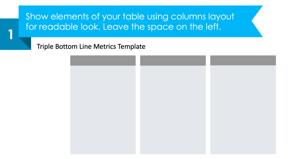 guide on how to visualize Triple Bottom Line Metrics step 1