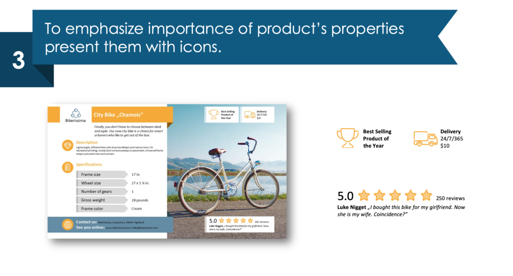 Guide on how to enrich product one-pager with stylish ppt infographic step 3
