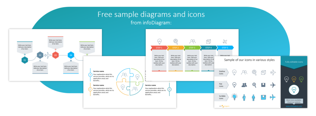 Free PowerPoint Diagrams Icons PPT by infoDiagram graphics