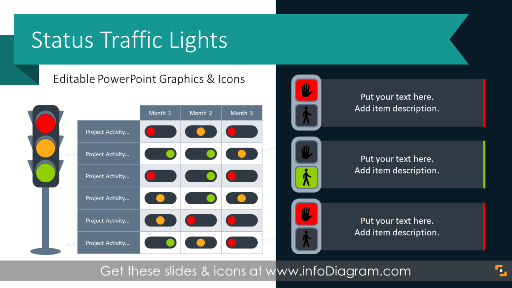 Status Traffic Light RAG Table Graphics PPT Template