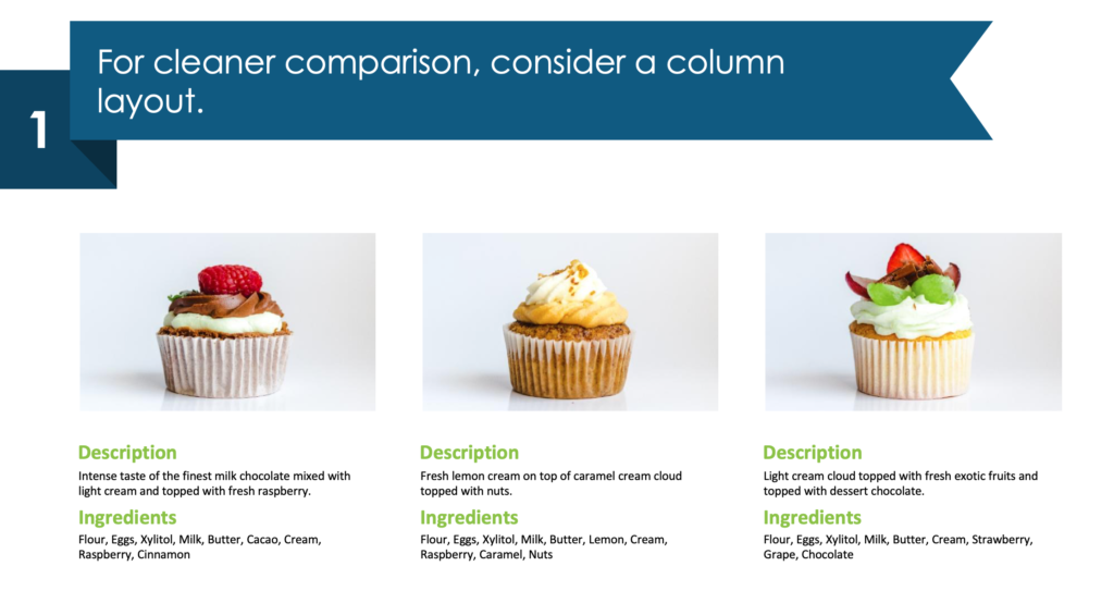 guide on how to redesign product comparison one-pager step 1
