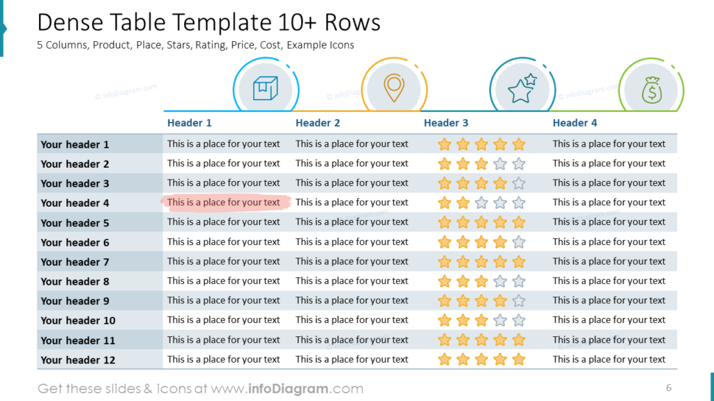 Dense Table Template 10+ Rows outline tables