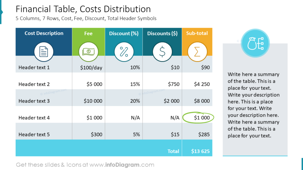 product presence comparison table flat style slide powerpoint infographic tables