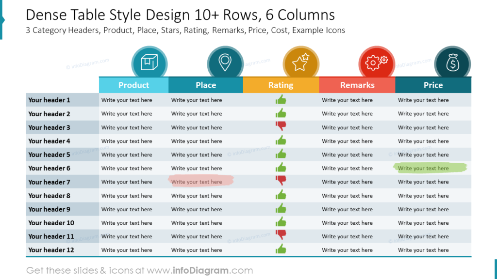 dense infographic tables flat style slide powerpoint
