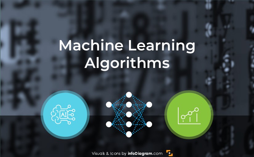 artificial intelligence machine learning algorithms visualization diagrams presentation powerpoint intro slide