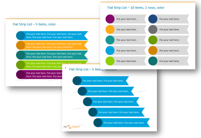 Get rid of bullet-points. Three creative list presentation 